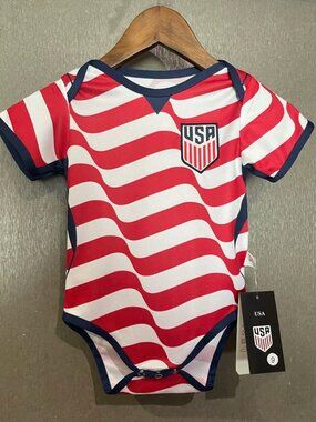 USA National Soccer Team Baby Bodysuit - Red & White Stripes